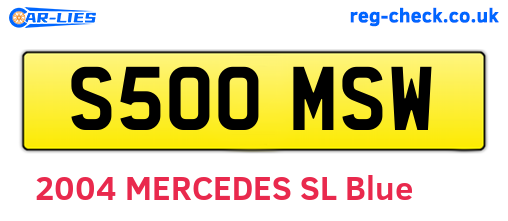 S500MSW are the vehicle registration plates.