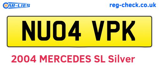NU04VPK are the vehicle registration plates.