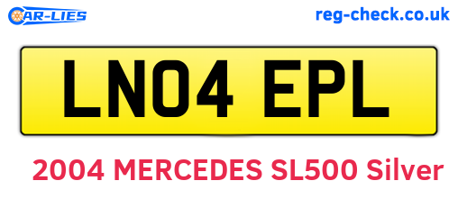 LN04EPL are the vehicle registration plates.
