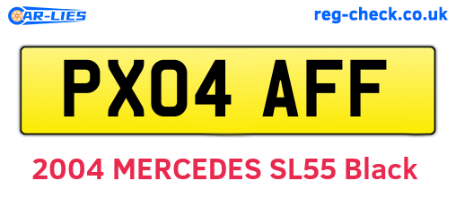 PX04AFF are the vehicle registration plates.