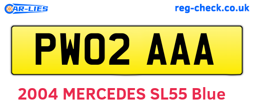 PW02AAA are the vehicle registration plates.