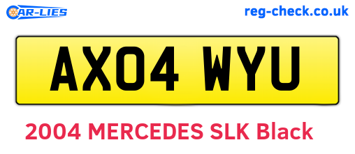 AX04WYU are the vehicle registration plates.