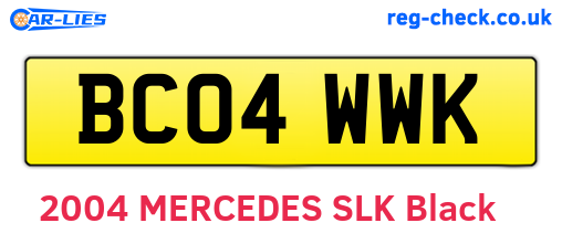 BC04WWK are the vehicle registration plates.