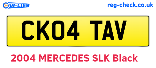 CK04TAV are the vehicle registration plates.