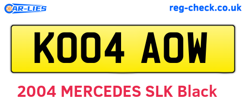 KO04AOW are the vehicle registration plates.