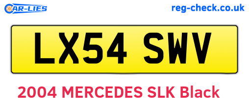 LX54SWV are the vehicle registration plates.