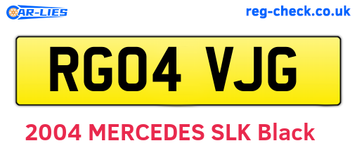 RG04VJG are the vehicle registration plates.
