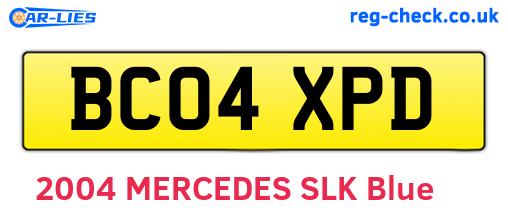 BC04XPD are the vehicle registration plates.