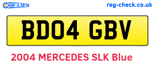 BD04GBV are the vehicle registration plates.