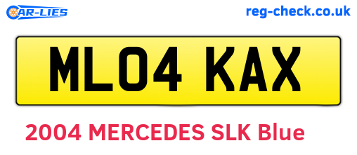 ML04KAX are the vehicle registration plates.