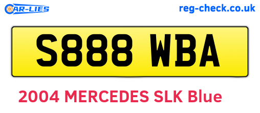 S888WBA are the vehicle registration plates.