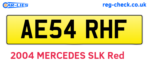 AE54RHF are the vehicle registration plates.