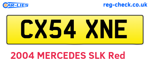 CX54XNE are the vehicle registration plates.