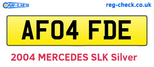 AF04FDE are the vehicle registration plates.