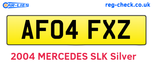 AF04FXZ are the vehicle registration plates.