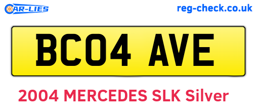 BC04AVE are the vehicle registration plates.