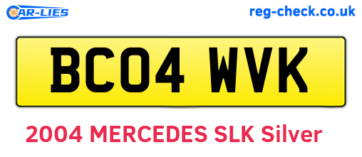 BC04WVK are the vehicle registration plates.