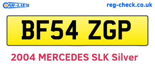 BF54ZGP are the vehicle registration plates.
