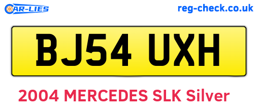 BJ54UXH are the vehicle registration plates.