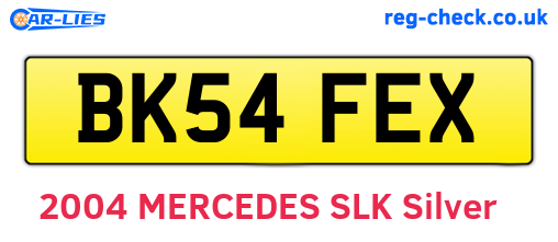 BK54FEX are the vehicle registration plates.