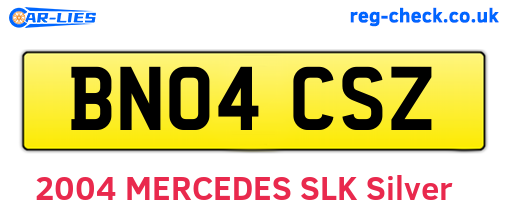 BN04CSZ are the vehicle registration plates.