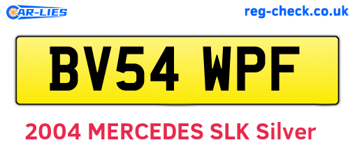 BV54WPF are the vehicle registration plates.