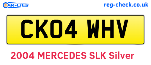 CK04WHV are the vehicle registration plates.