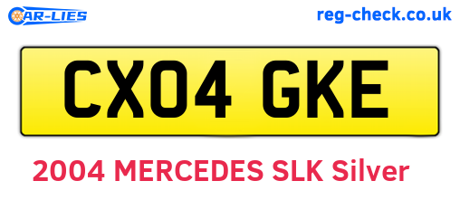 CX04GKE are the vehicle registration plates.