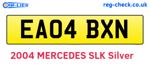 EA04BXN are the vehicle registration plates.