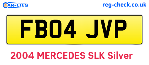 FB04JVP are the vehicle registration plates.