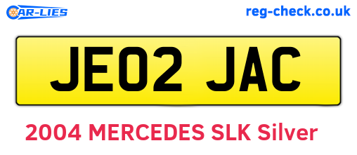 JE02JAC are the vehicle registration plates.
