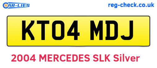 KT04MDJ are the vehicle registration plates.