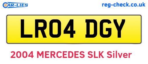 LR04DGY are the vehicle registration plates.