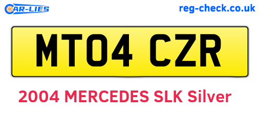 MT04CZR are the vehicle registration plates.