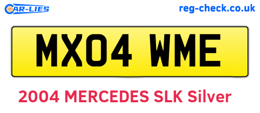MX04WME are the vehicle registration plates.
