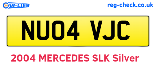 NU04VJC are the vehicle registration plates.