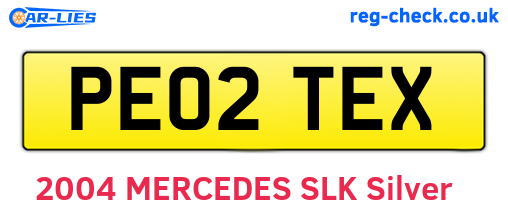 PE02TEX are the vehicle registration plates.