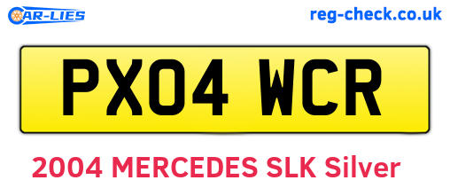 PX04WCR are the vehicle registration plates.