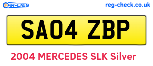SA04ZBP are the vehicle registration plates.