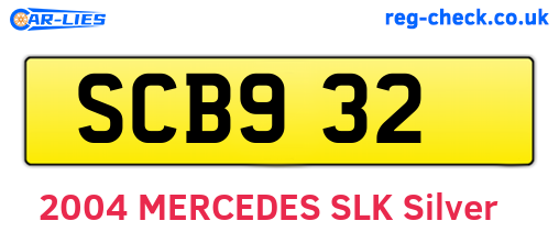 SCB932 are the vehicle registration plates.