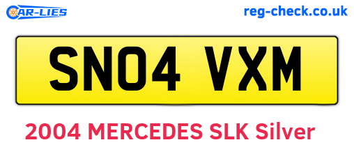 SN04VXM are the vehicle registration plates.