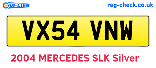 VX54VNW are the vehicle registration plates.