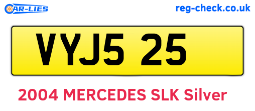 VYJ525 are the vehicle registration plates.