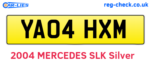 YA04HXM are the vehicle registration plates.