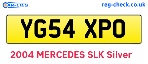 YG54XPO are the vehicle registration plates.