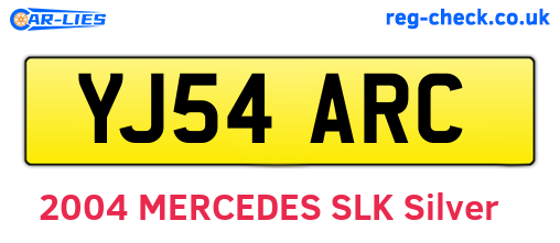 YJ54ARC are the vehicle registration plates.