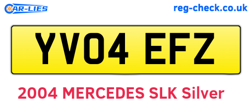 YV04EFZ are the vehicle registration plates.