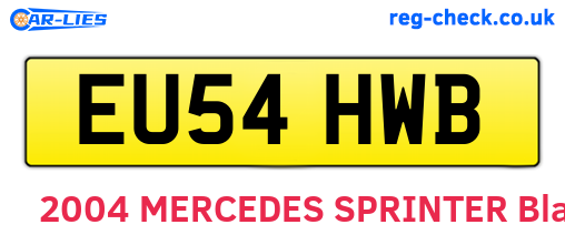 EU54HWB are the vehicle registration plates.