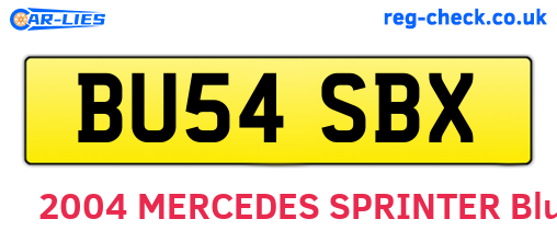 BU54SBX are the vehicle registration plates.