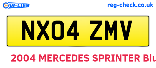 NX04ZMV are the vehicle registration plates.
